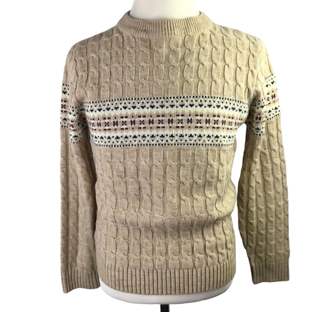 Vintage 70s Ski Sweater Steep Slopes Sz S Nordic Knit Fair Isle Pullover Acrylic - Picture 3 of 7
